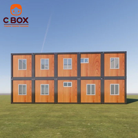 Cbox Maison Modulaire Conteneurisée à 2 Étages Effet Bois Démontable avec Option Mur Rideau en Verre pour Bureau ou Hôtel de Vacances