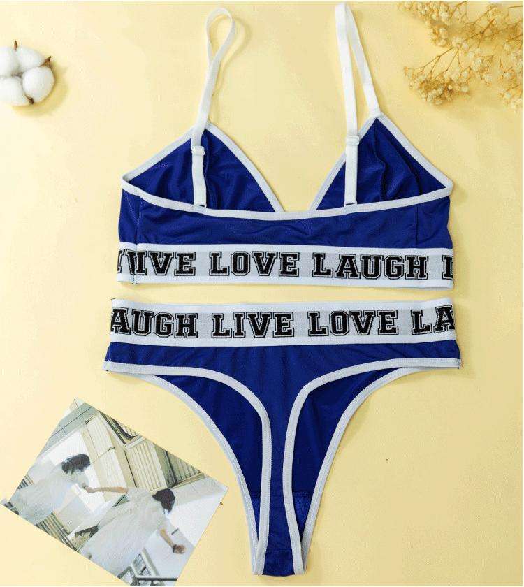 Sports Bra V-Shape Sexy 2pcs/set Wholesale Cotton Ladies Bra and Panty Set Women Erotic Sexy Boxers Blue Underwear for Ladies