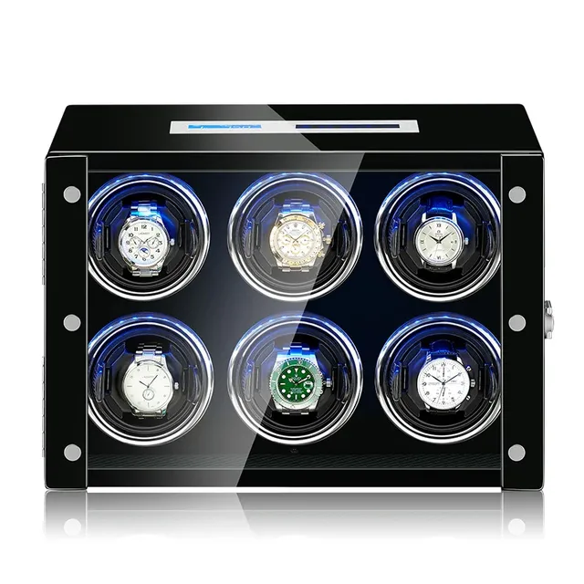 Watch Winder For Automatic Watches With Touchscreen Display And Telescopic Watch Holders