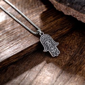 Uomo <span class=keywords><strong>di</strong></span> moda gioielli in argento in acciaio inox collana uomo occhio <span class=keywords><strong>di</strong></span> <span class=keywords><strong>dio</strong></span> palma ciondolo collana per uomo - Product Image 2