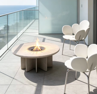 Table de feu ronde moderne au gaz naturel pour les occasions sociales en extérieur, dans les jardins et sur les terrasses