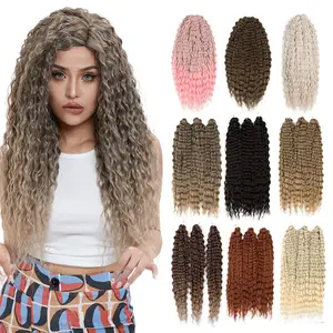 Synthetic Hair Extensions Wholesale Water Curl Crochet Braids Hair Bulk Extensions Twist Ombre Synthetic Curly Braiding Hair