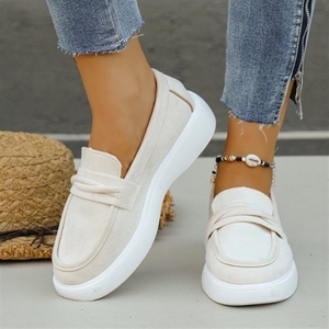 Mocassini slip-on comodi con suola spessa rialzata in camoscio, sneakers da donna per tutti i giorni e per lo shopping. - Product Image 3