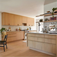 Vermonhouzz Armoire de cuisine en chêne clair sur mesure, armoire de cuisine en bois massif, armoires murales supérieures décontractées pour la cuisine à domicile