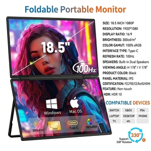 Moniteur portable pliable de 18,5 pouces 1080P 100Hz avec <span class=keywords><strong>double</strong></span> haut-parleur Type-C pour <span class=keywords><strong>PC</strong></span>, écran de jeu mobile, moniteur portable - Product Image 2