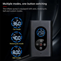 Gonfleur de pneus automatique pour vélo électrique, voiture, rechargeable, 12V, ABS noir, portable, monocylindre, avec manomètre numérique