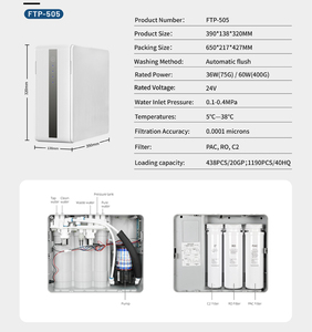 Purificador de Agua por Ósmosis Inversa sin Tanque de 3 Etapas, 400G 500G, Apto para Hogares Inteligentes - Product Image 2