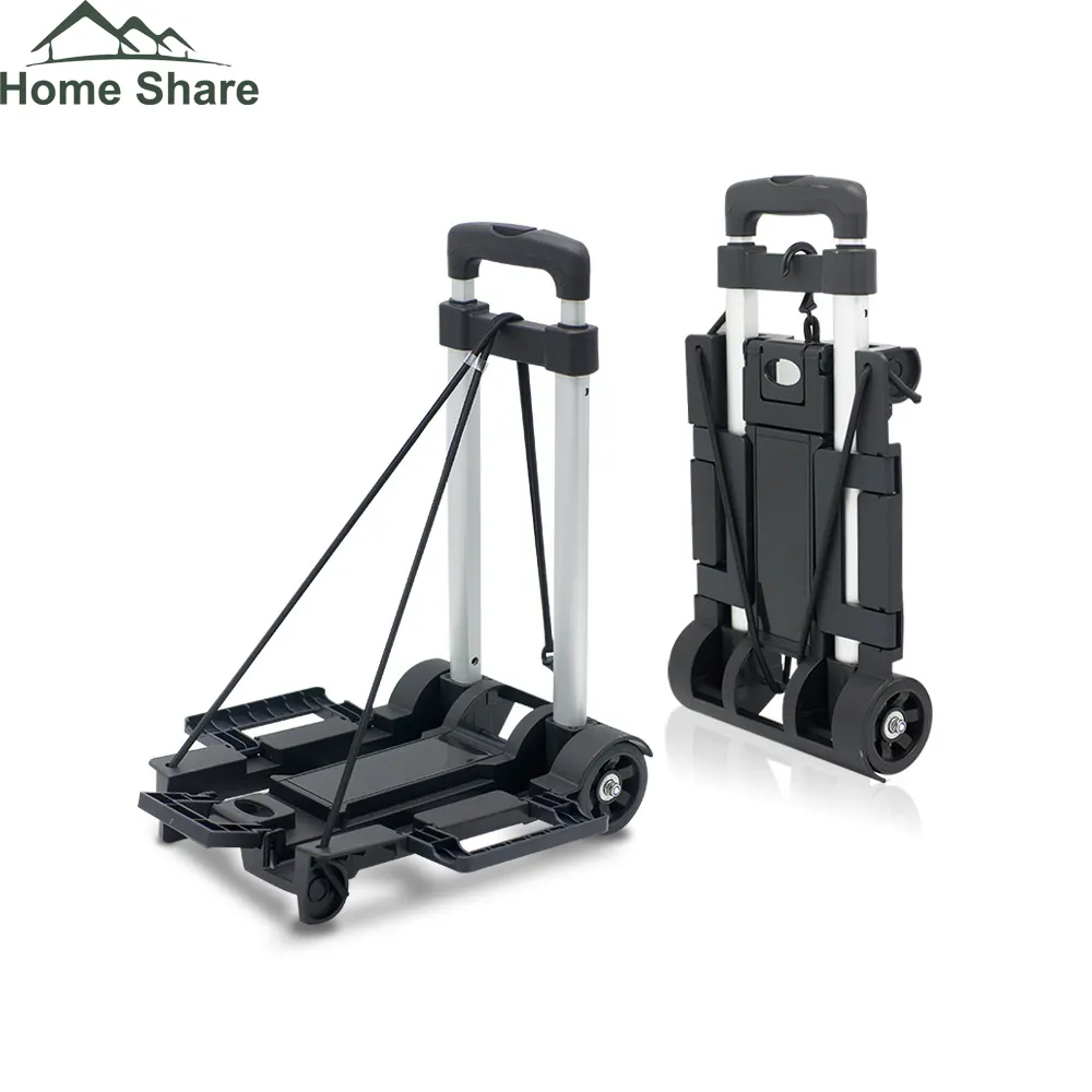 Hot Selling Outdoor Folding Pull Cart Aluminum Alloy Pull Rod Moving Hotel Luggage Cart Multifunctional Four-wheeled Trolley