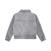 Blouson en Daim OEM Hiver Automne pour Homme, Personnalisé à Logo, Style Multi-Poches Loose avec Fermeture Éclair, Couleur Unie Décontractée