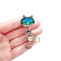 Broche Chat Style Coréen Haut de Gamme, Épingle en Alliage Exquise, Accessoire de Corsage, Diamant Électroplaqué, Accents de Costume Tendance