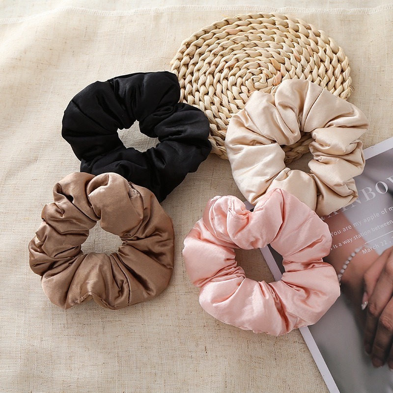 Satin Silk Solid Color Scrunchies Elastic