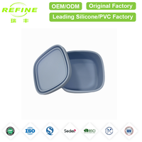 Boîte à bento carrée en silicone de qualité alimentaire, à compartiment unique, étanche, compatible micro-ondes, sans BPA, empilable et lavable au lave-vaisselle