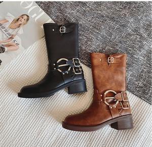 Femmes Goth Toe Combat Design bottines plat talon haut dentelle <span class=keywords><strong>moto</strong></span> <span class=keywords><strong>compensées</strong></span> fermeture éclair en caoutchouc <span class=keywords><strong>bottes</strong></span> d'hiver à la mode - Product Image 2