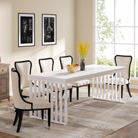 Table à manger industrielle blanche pour 6-8 personnes, table à manger rectangulaire de 78.74 "de long, table de cuisine en bois avec cadre en métal robuste