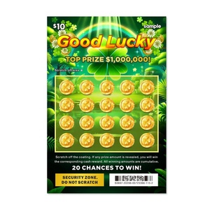 Lucky Lottery Four-<b>Leaf</b> Clover Scratch Lottery Ticket Custom Paper Size & Material Sample Digital Printing - Product Image 2
