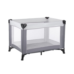 Lit de jeu pliable en métal pour bébé, sans installation, modulable, portable et mobile, avec barrière de sécurité – Vente en gros - Product Image 1