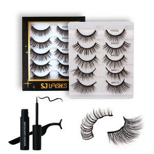 Pestañas Magnéticas Reutilizables 25 Veces, Aspecto Natural Suave, Kit Sintético con Delineador Magnético, Venta al Por Mayor - Product Image 1