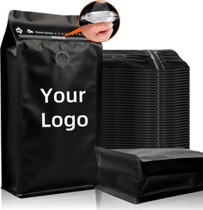 Thấp moq in túi chống ẩm dây kéo túi cà phê đáy phẳng bao bì hạt cà phê có van - Product Image 1