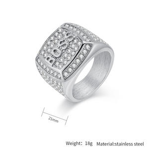 แหวนฮิปฮอปเคลือบทอ<span class=keywords><strong>ง</strong></span>ทำจา<span class=keywords><strong>ก</strong></span>สแตนเลสสตีลสไตล์ยุโรปอเมริ<span class=keywords><strong>ก</strong></span>ันประดับเพชรดีไซน์ตัวหนั<span class=keywords><strong>ง</strong></span>สือเครื่องประดับเฉพาะกลุ่ม - Product Image 2