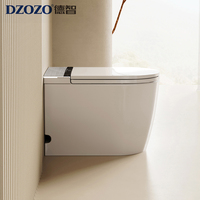 S023 Toilette intelligente futuriste avec télécommande, siège chauffant, garniture blanche et grise, sans contact, chasse d'eau automatique double, toilette intelligente au sol