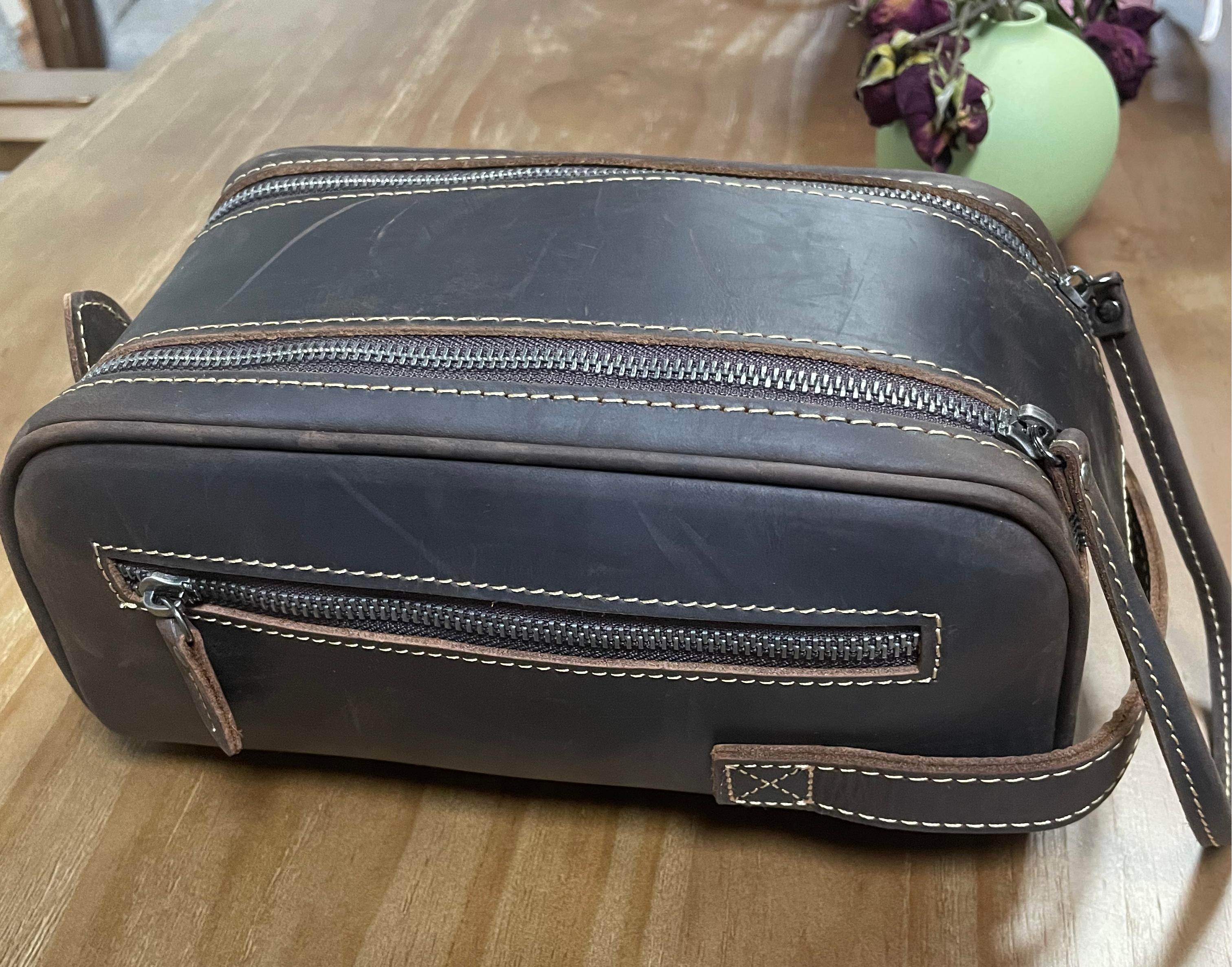 Retro Crazy Horse Leather Wash Bag Business Cowhide Leather Men's Cosmetic Bag Customize Multifunctional Outdoor Makeup Handbags
