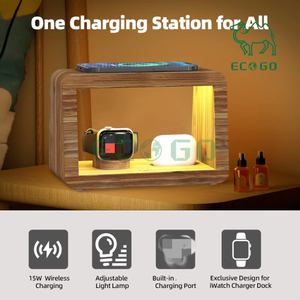 Phổ biến không dây sạc Dock Trạm điện thoại di động chủ 4 trong 1 tre gỗ Bàn tổ chức - Product Image 2