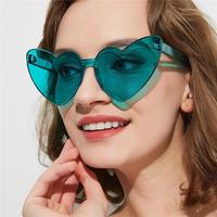 Nouvelles Lunettes de Soleil Monobloc Cœur Multicolores 2026 Style UE/US Sans Monture Protection UV400