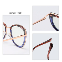 Gafas de Sol Vintage de Ojo de Gato Extra Grandes y Encantadoras para Mujer, Montura Redonda de TR y Metal, Gafas Anti Luz Azul, Gafas Ópticas de Diseñador de Alta Calidad