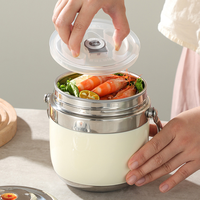 Récipient à riz double vide Pot en acier inoxydable 304 Ménage multicouche étanche Seau portable scellé Boîte isolée