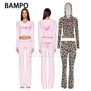 Set Personalizzato da Donna 2 Pezzi: Felpa con Cappuccio e Pantaloni a Zampa, Giacca con Zip, Pantaloni Aderenti da Fitness, Leggings da Jogging, Completi da Yoga - Product Image 6
