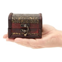 Petites boîtes de trésor en bois, coffres décoratifs de style vintage pour bijoux, souvenirs, collection de pièces de monnaie et décoration intérieure