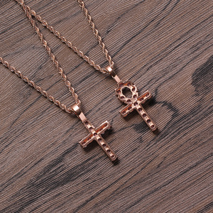 rose <b>cross</b> pendant, hip hop simple and versatile life charm, zirconium <b>cross</b> necklace. - Product Image 5