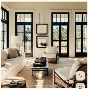 Puerta de Balcón de Estilo Antiguo con Revestimiento de Aluminio y Madera, Vidrio Transparente Resistente al Viento para Correder/Girar, Moderna y Comercial - Product Image 4