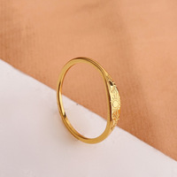18K Vergoldeter Edelstahlring mit Sonnengravur, Wasserdicht, Anlaufgeschützt, Himmelsmotiv, Schmaler Bandring, PVD-Gold Stapelbarer Schmuck