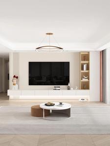 Modern Minimalist Floating <strong>TV</strong> Stand with Storage Drawers, Integrated Living Room Media Console with LED Lighting <strong>Cabinet</strong> <strong>Wood</strong> - Product Image 5