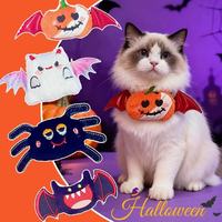Pendentif Halloween Citrouille Chauve-souris pour Animaux de Compagnie, Accessoire de Collier pour Chat et Chien, Bavette en Tissu Dessin Animé pour Déguisement de Fête