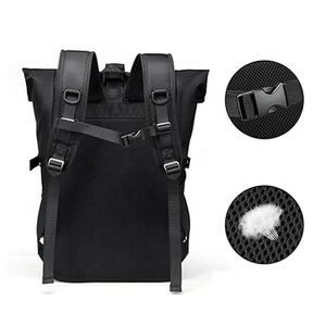 BSCI Custom Luxury Unisex Roll Top <b>Backpack</b> Waterproof <b>Black</b> Nylon Laptop Bag for Office & Leisure Use - Product Image 3