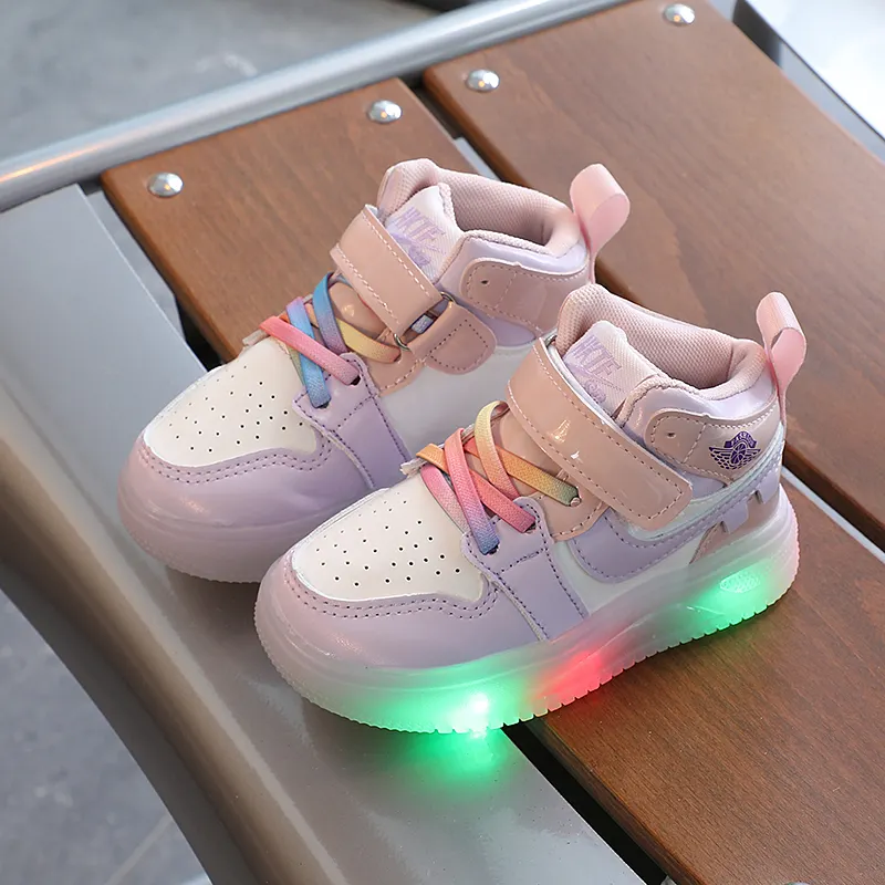 Children Inductive Light Shoes Flashing Led Basketball Sneakers Casual Soft Soled Kids Trendy Shoes