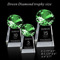 Trophée Tour Professionnel Écologique en Grand Cristal Diamant, Prix de la Cérémonie, Pierre Précieuse Celestina Rubis – Artisanat de Cristal Premium