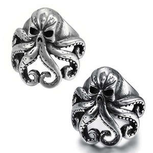 Anillos <span class=keywords><strong>de</strong></span> calavera <span class=keywords><strong>de</strong></span> pulpo cabeza <span class=keywords><strong>de</strong></span> animal monstruo océano estilo motorista <span class=keywords><strong>de</strong></span> acero inoxidable Vintage <span class=keywords><strong>Rock</strong></span> personalizados para hombres y mujeres - Product Image 1