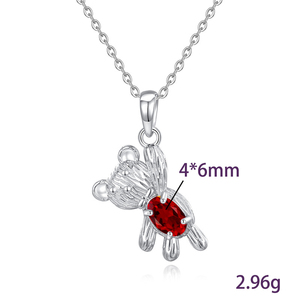 9 Cute Cartoon Bear <b>Pendant</b> Necklace 925 <b>Sterling</b> <b>Silver</b> 4*6mm Oval Cut Natural Crystal Birthday Gift Jewelry For Girls - Product Image 6