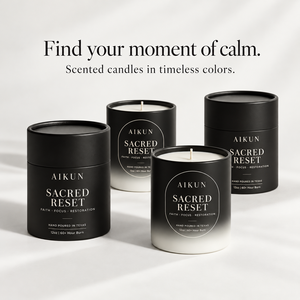 Collection de bougies parfumées Aikun coordonnées, noires et bleu marine, en pot céramique de 12 onces, avec mèche unique, pour présentation en magasin - Product Image 2