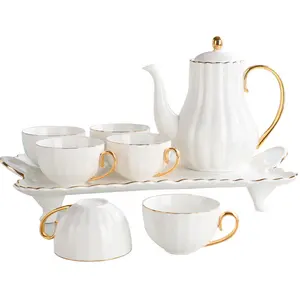 Europäische Keramik Teetasse Set Bone China Tee Kaffee Set 1 Teekanne 6 Tassen und 1 Fach