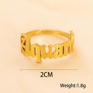 Bagues ajustables tendance en acier inoxydable plaqué or 18 carats PVD, non ternissables, avec signes du zodiaque (12 constellations), bijoux pour femmes - Product Image 6