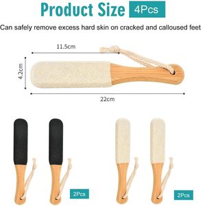Meilleure vente : Râpe à pieds en bambou naturel noir et blanc, outil de pédicure exfoliant et anti-callosités - Product Image 2