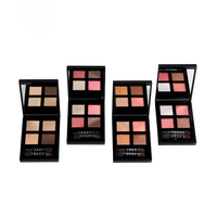 Private Label Palette d'ombres à paupières 4 couleurs Logo personnalisé Sparkle Brown Pigment Glitter Shimmer Matte Eyeshadow Makeup Plate Powder
