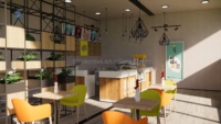 Caffetteria Ristorante Bar Chiosco Prefabbricato in Acciaio a Due Piani, Container Pop-up