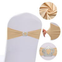 Bandes de chaise extensibles en spandex avec boucle en strass et bords surjetés pour la décoration de mariages, événements, banquets et hôtels