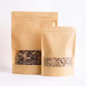 Hot bán thực phẩm trà cà phê hạt đậu bao bì nâu kraft túi giấy đứng lên Túi Ziplock Pouch - Product Image 1
