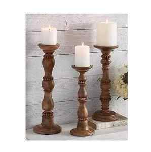 Pilier en bois fait main vintage de ferme en gros Bougeoir de Noël en bois - Product Image 2